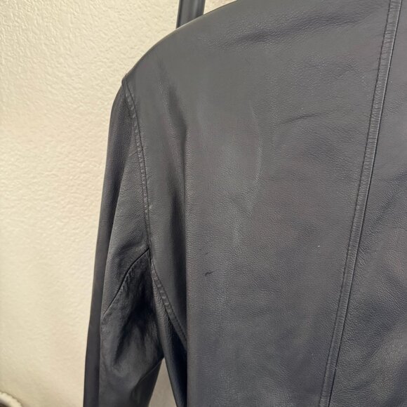 Vintage Wilson's Leather Belted Black Leather Jacket Size Medium - Picture 6 of 6